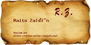 Raits Zalán névjegykártya